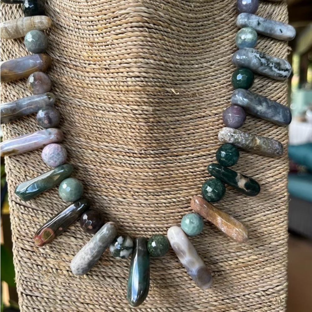 Multicolor Spike Agate Stone Necklace